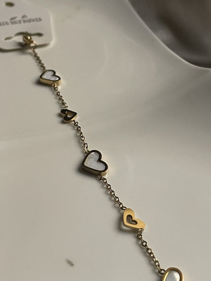 Pearl Heart Link Bracelet - Zella