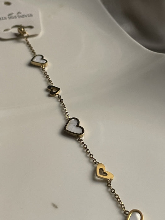 Pearl Heart Link Bracelet - Zella