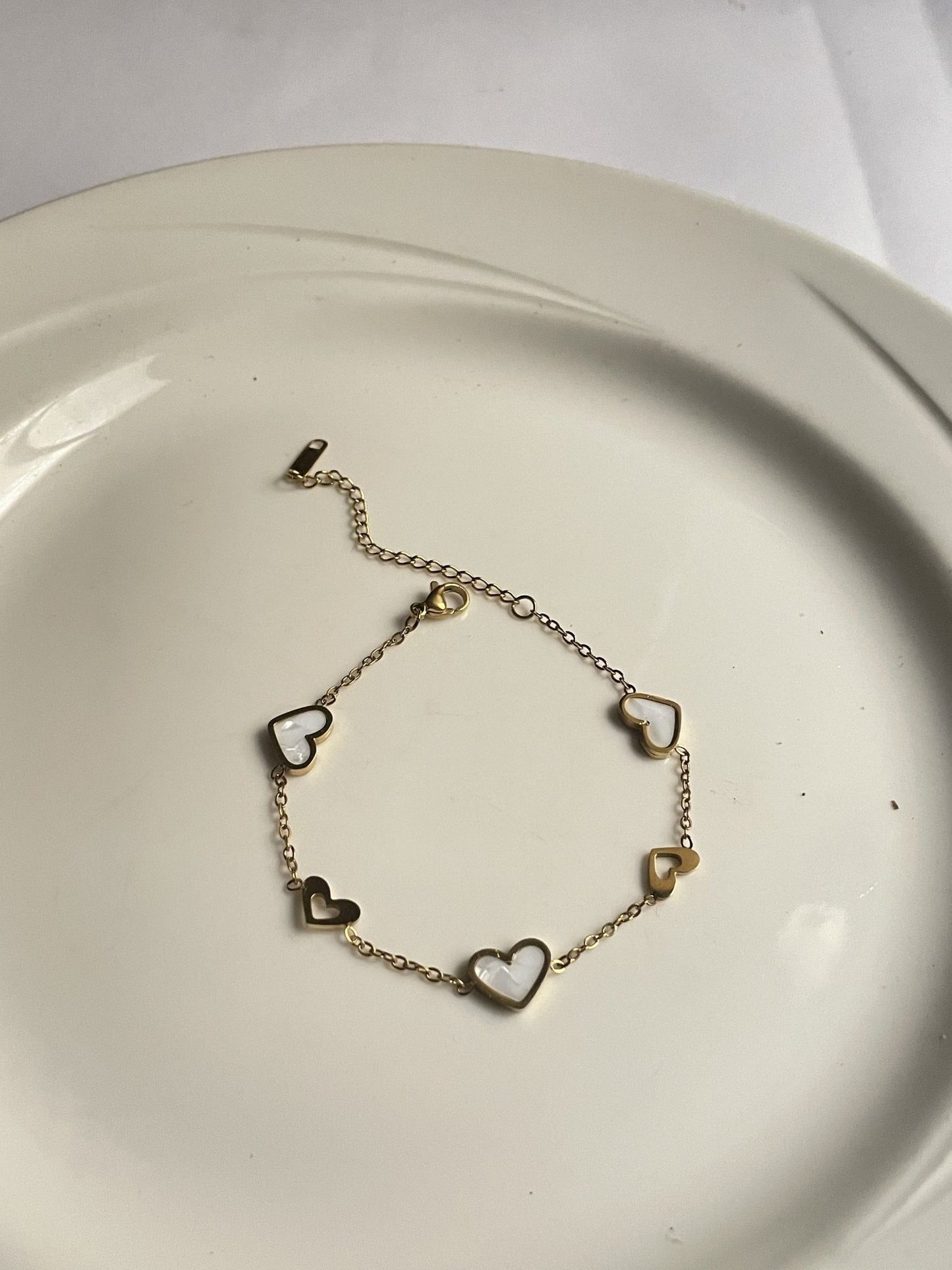 Pearl Heart Link Bracelet - Zella