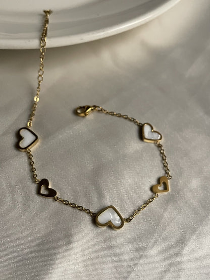 Pearl Heart Link Bracelet - Zella