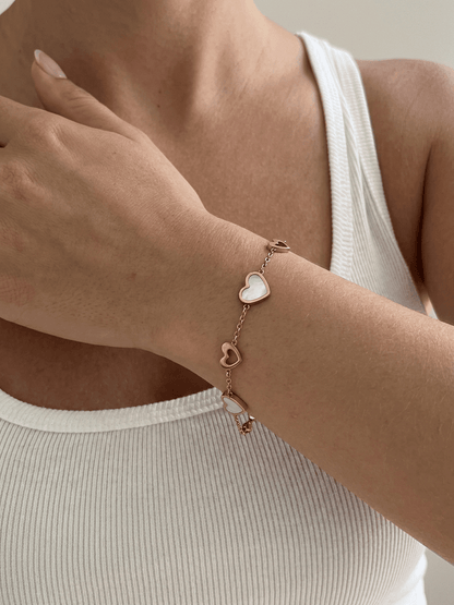 Pearl Heart Link Bracelet - Zella